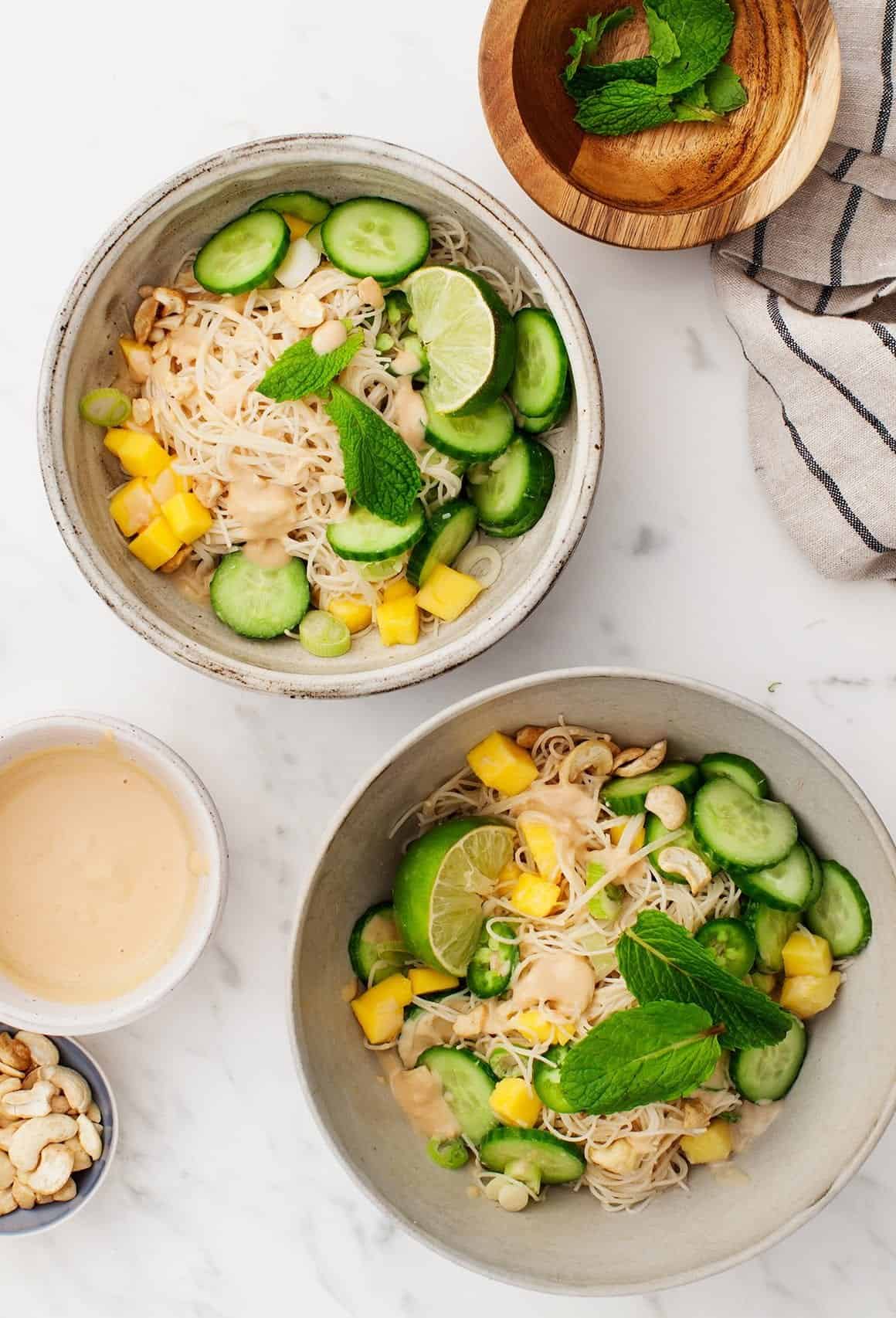 Cucumber Mango Miso Noodle Bowl - healthy dinner recipes
