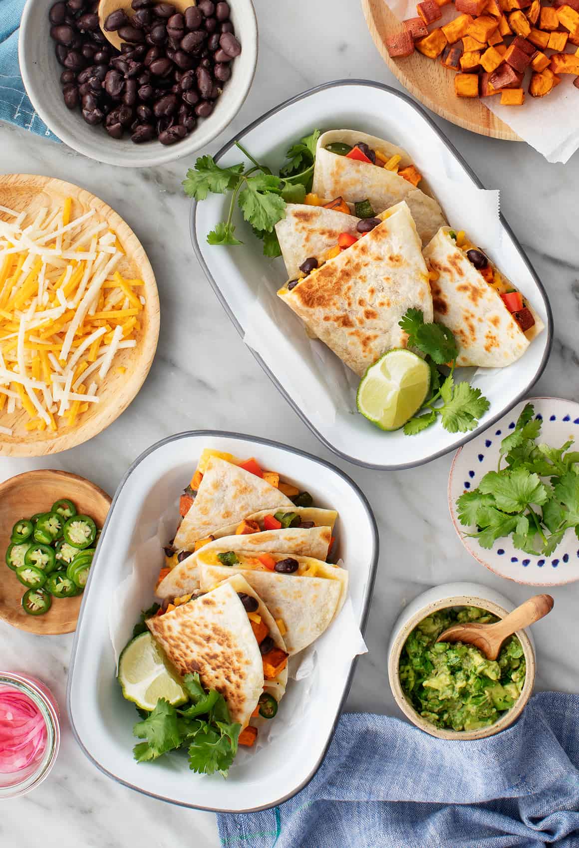 Easy quesadillas with guacamole
