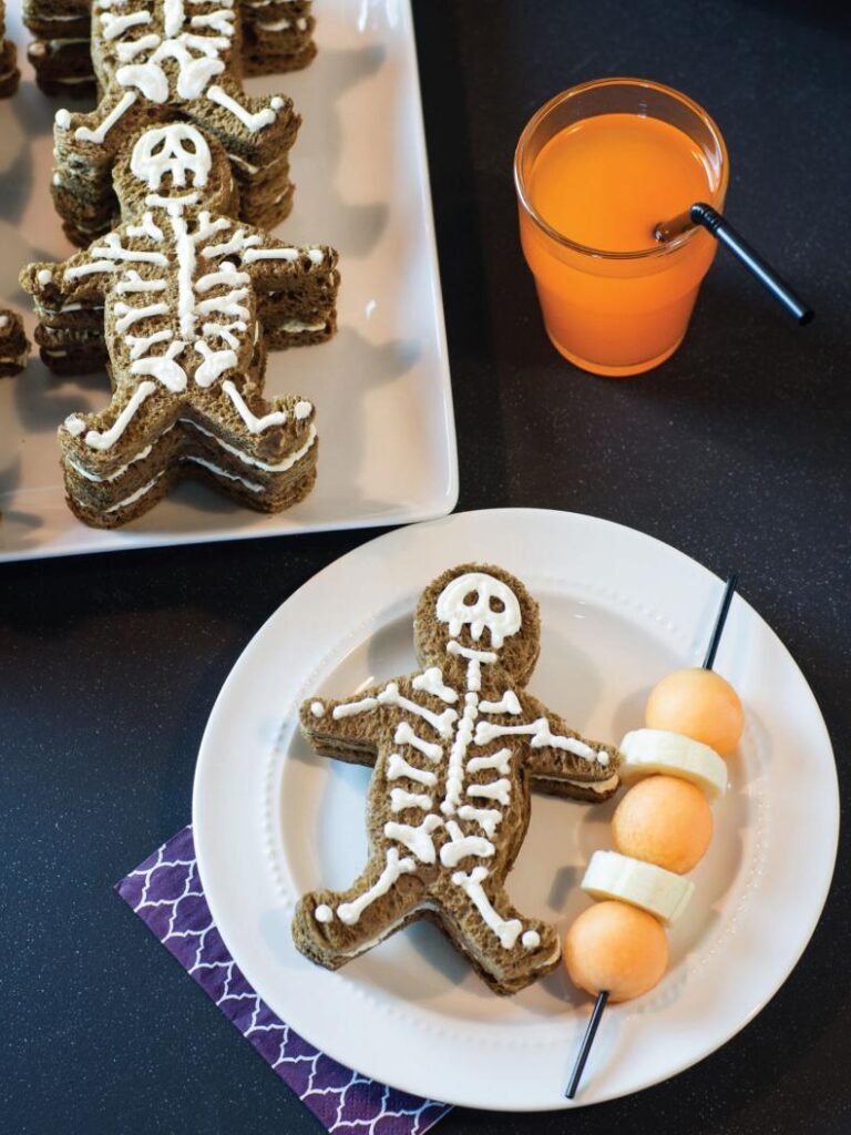 Skeleton Sandwiches Healthy 'Scream' Cheese Sandwiches