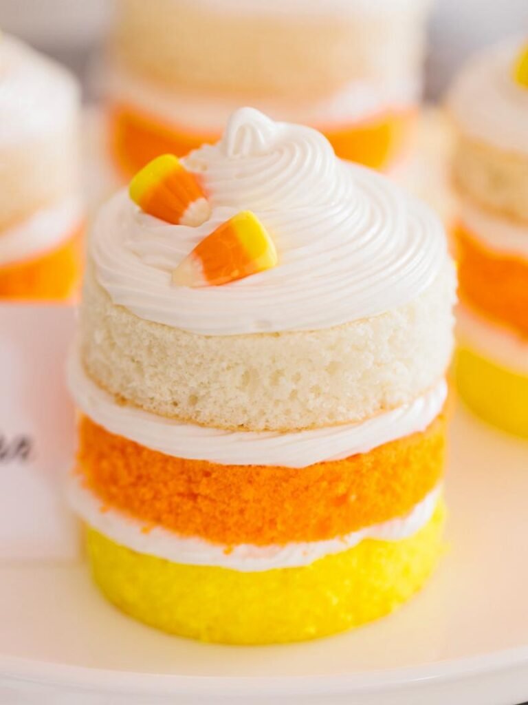 Mini Candy Corn Layer Cakes