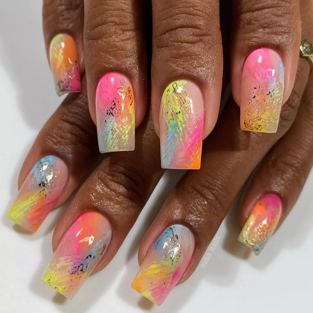 Square shaped pastel nails
