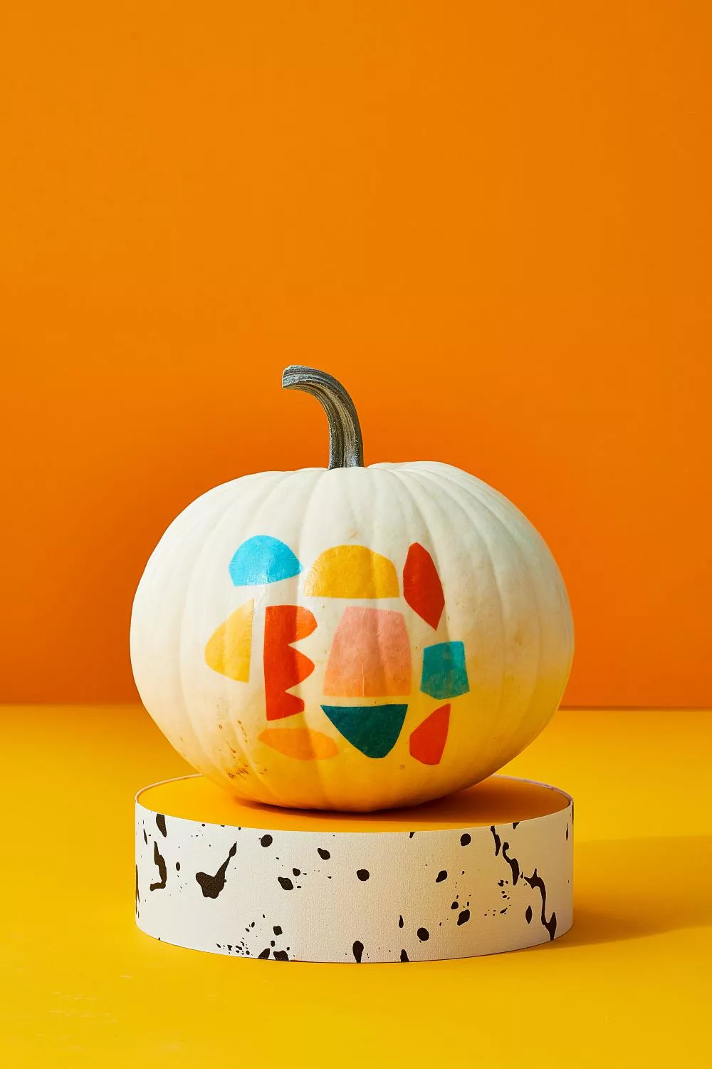Stained Glass Pumpkin on Pedestal