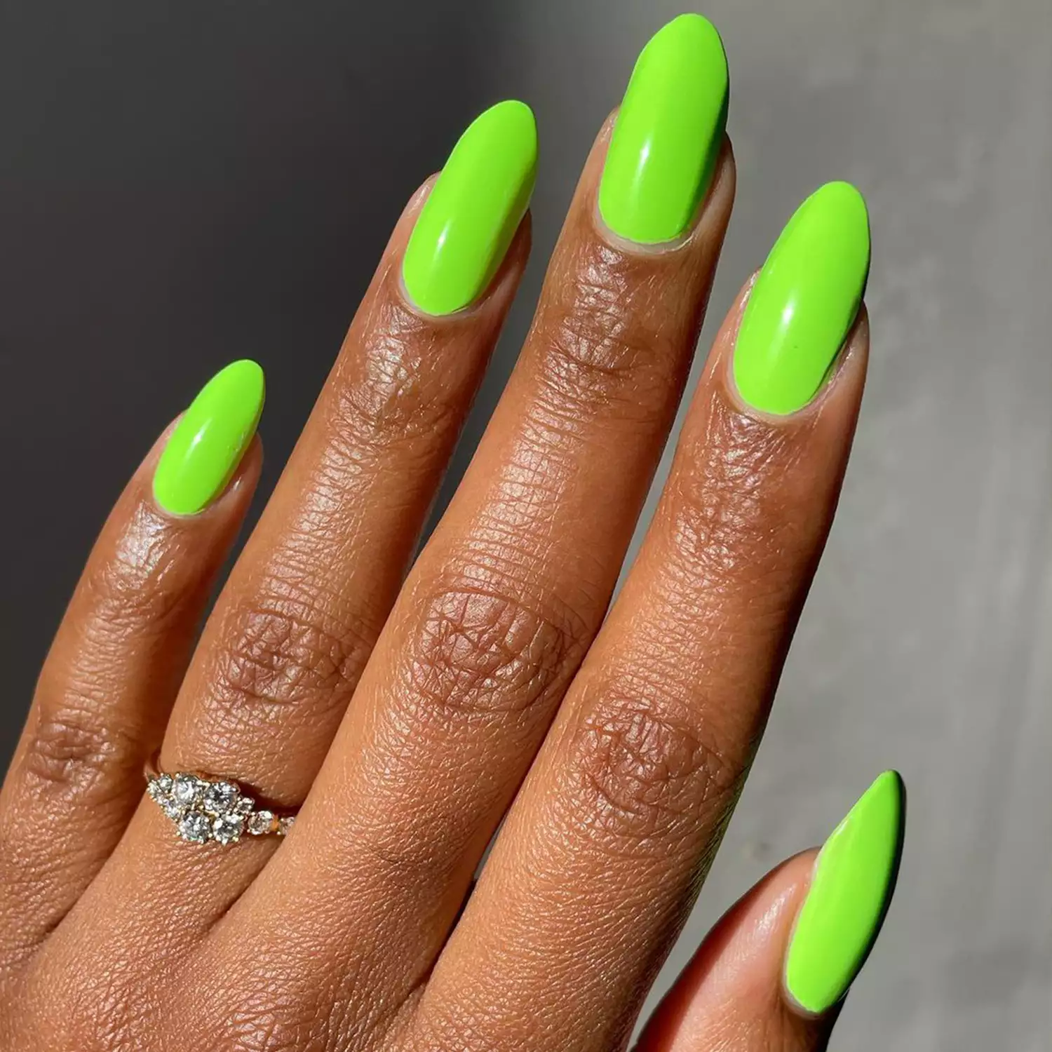 lime green almond nails