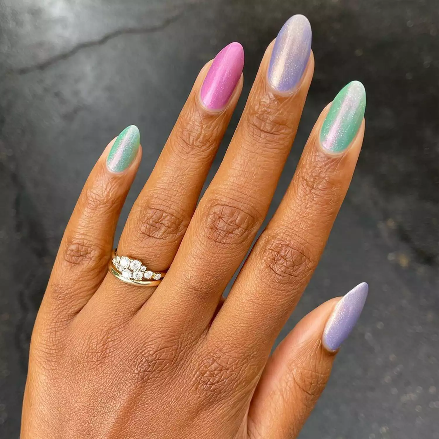 colorful chrome nails