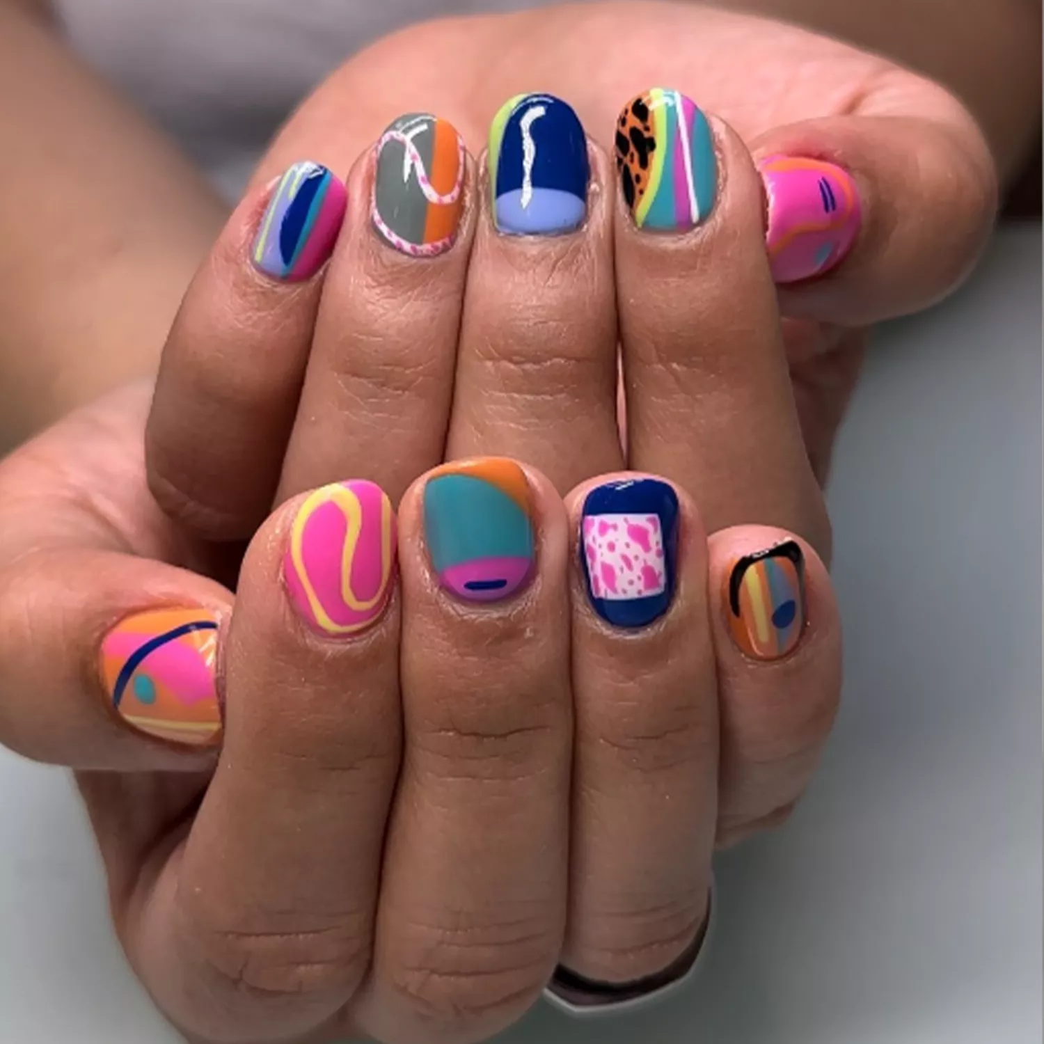 colorful nails with mismatched multicolor nails