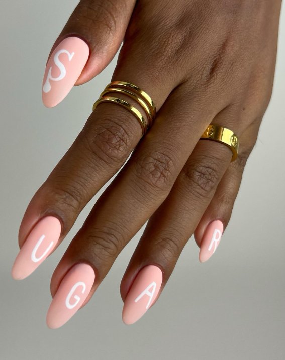 baby pink almond nails