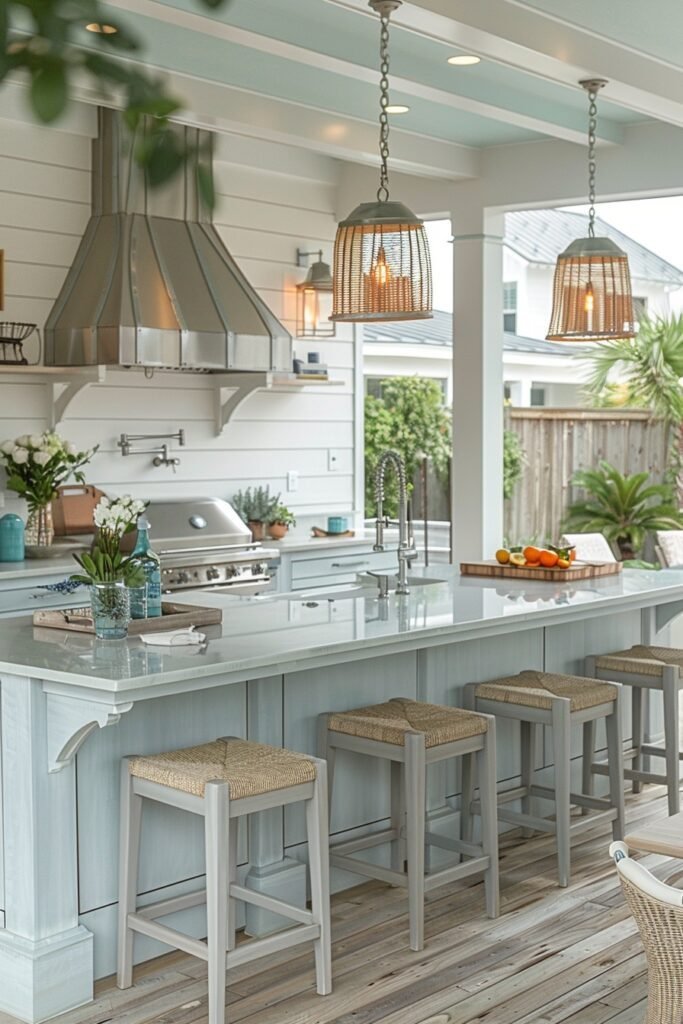 Coastal-Themed Outdoor Kitchens