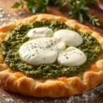 Fluffy Focaccia Pizza with Burrata and Pesto