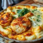Mashed Potato Casserole with Crispy Chicken