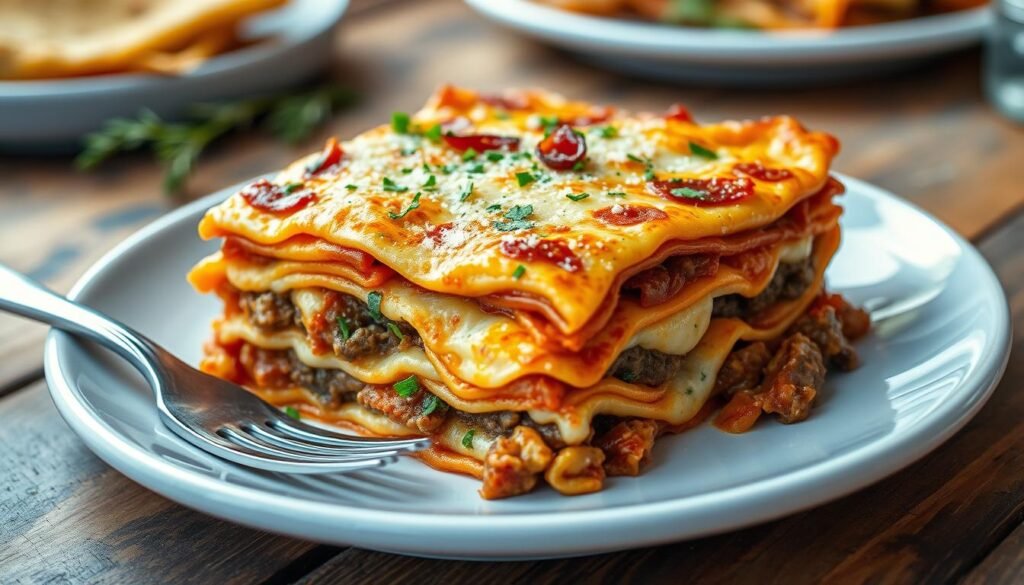 Parmesan Garlic Bacon Cheeseburger Lasagna