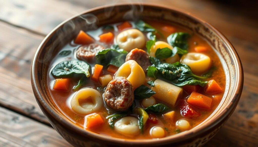 Sausage Tortellini Soup with Seasonal Veggies