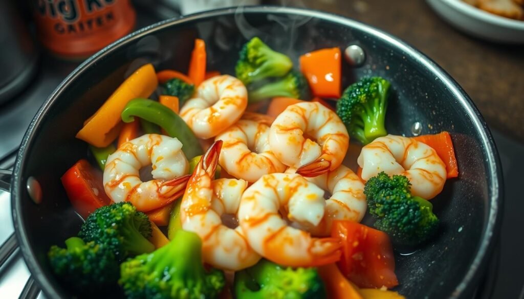cooking shrimp