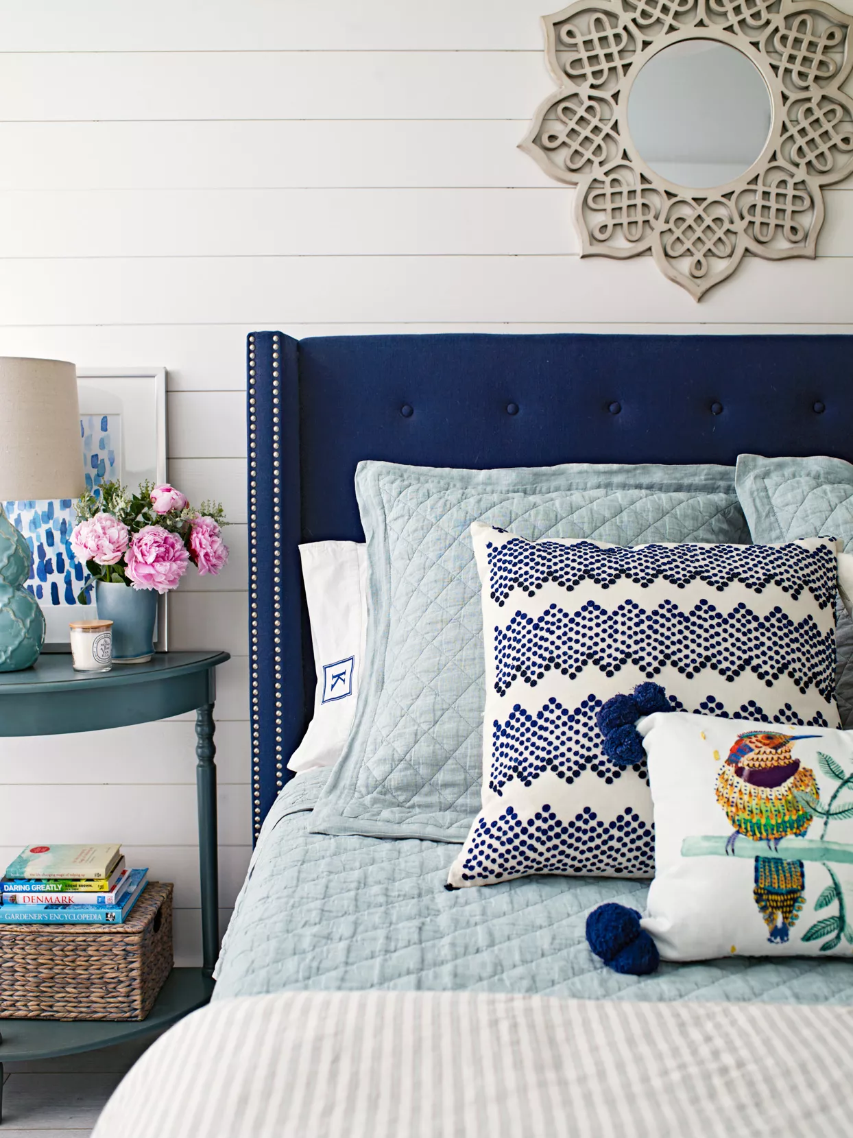 home blue white bedroom