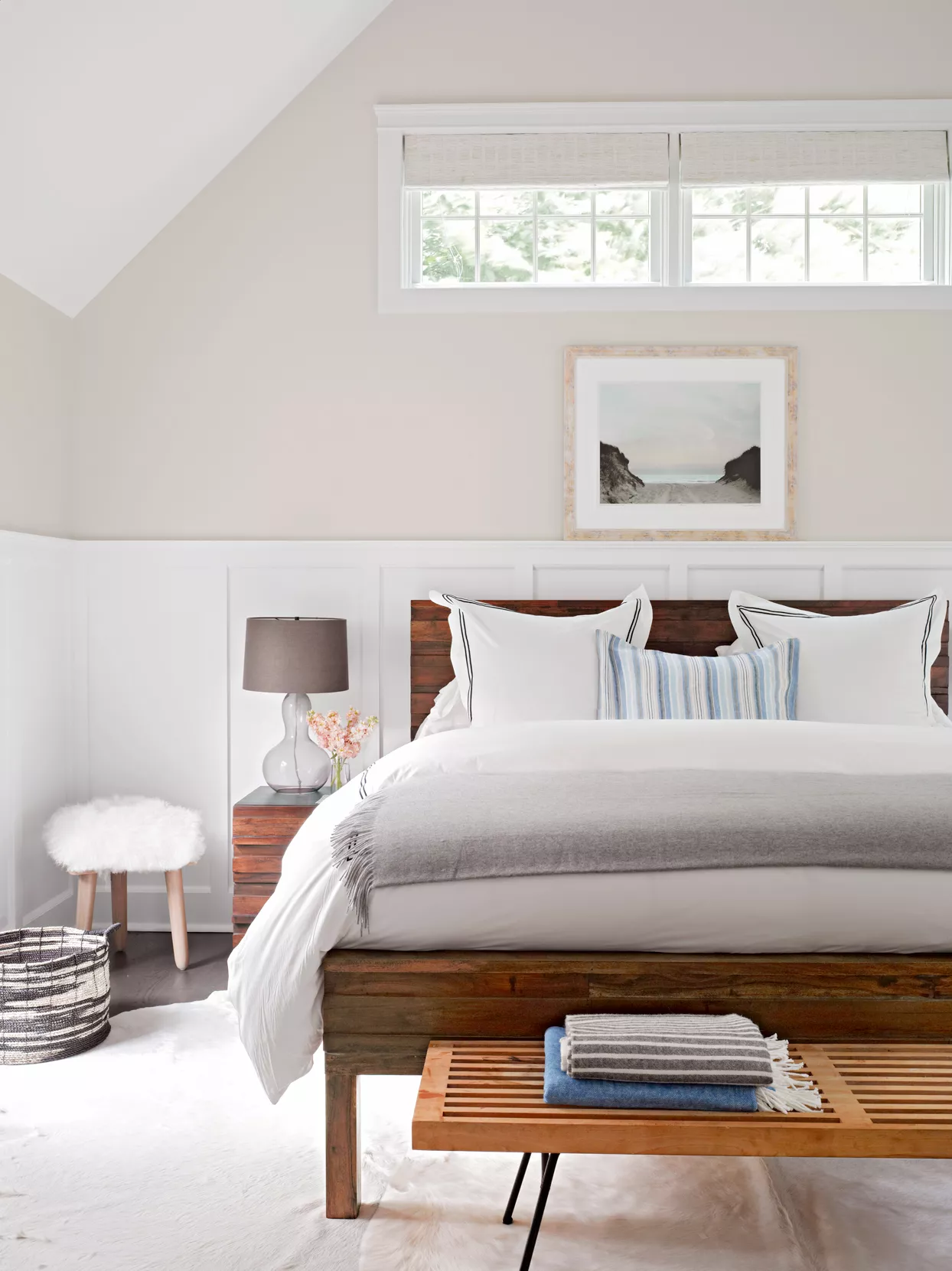white wainscoting trim bedroom