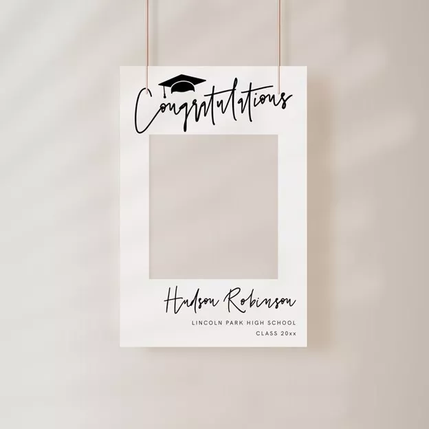 A visual of a graduation party photo prop.
